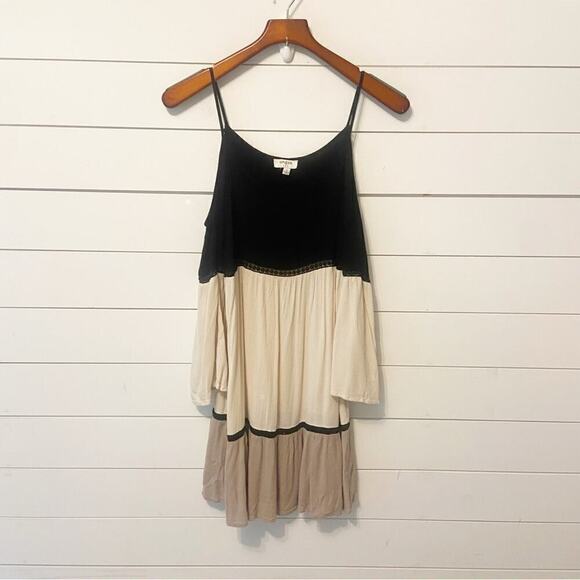 Umgee | Color Block Cold Shoulder Midi Adjustable Strap Dress Size Small - Picture 1 of 8